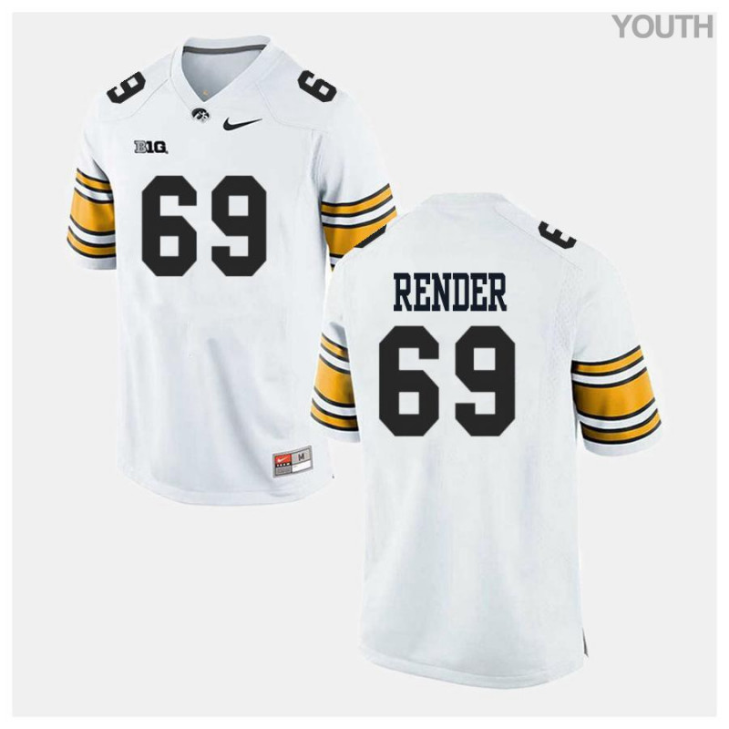Youth Iowa Hawkeyes NCAA #69 Keegan Render White Authentic Nike Alumni Stitched College Football Jersey PY34H63MD